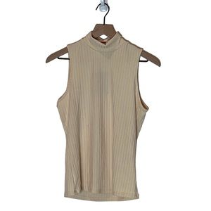 Verdusa Pale Yellow Ribbed Mock Turtleneck in Size Large